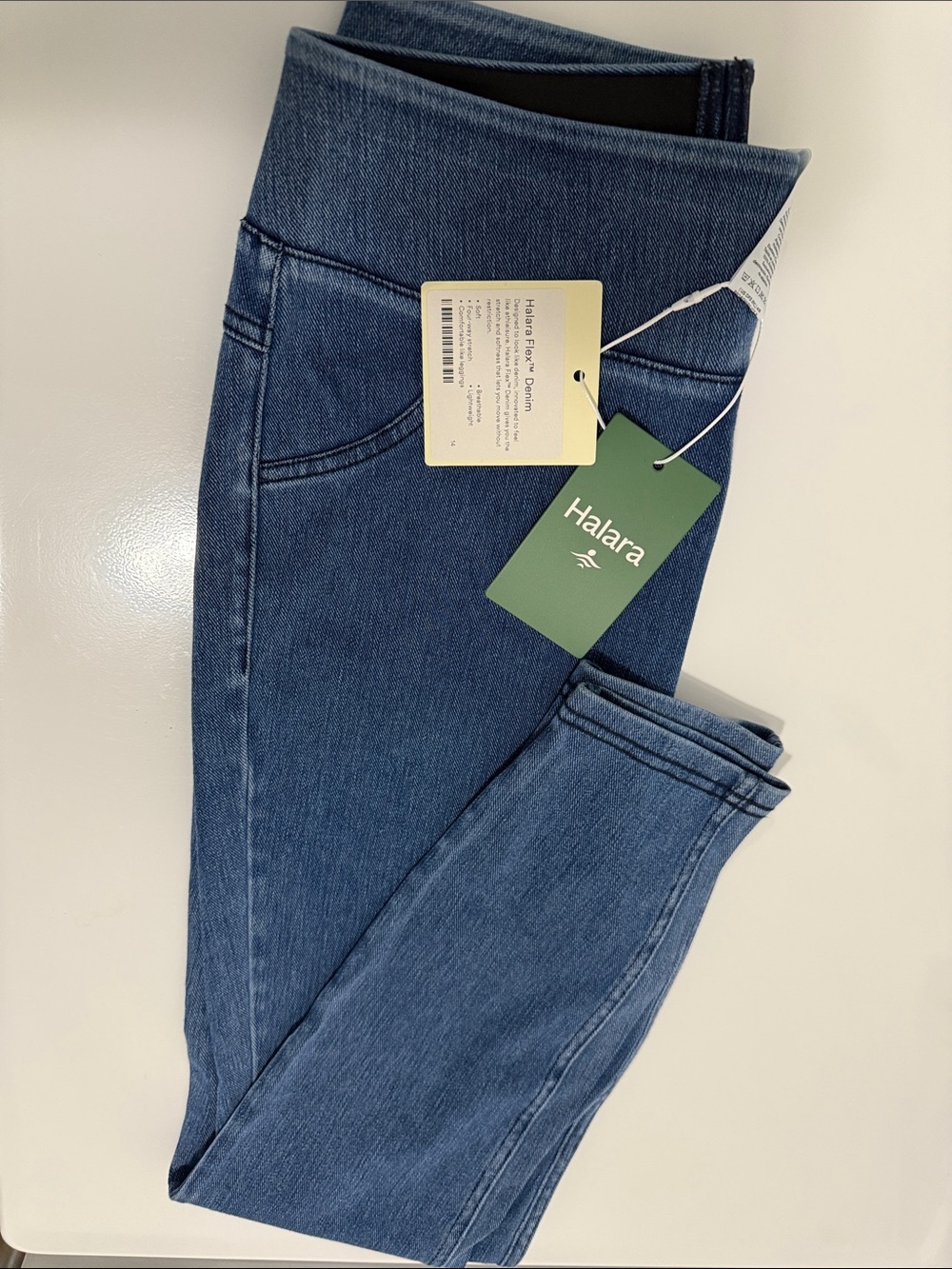 HALARA 7/8 Blue Jeggings with Stretch Waistband